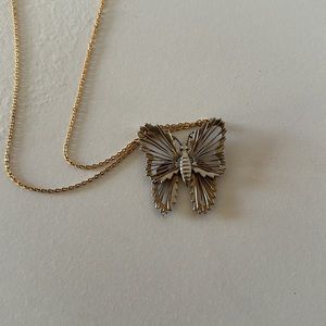 Mixed Metal Butterfly Vintage Pendant Necklaces
